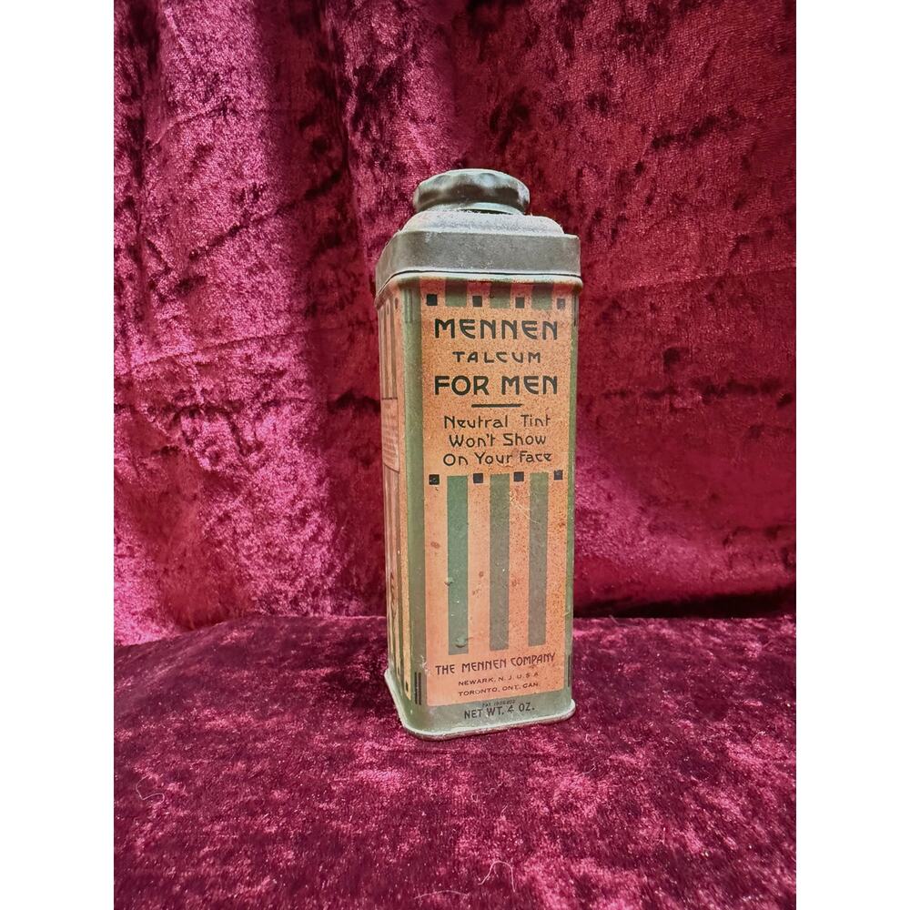 Vintage Medicine Cabinet - 1930s Art Deco Metal Tin - Mennen Talcum For Men
